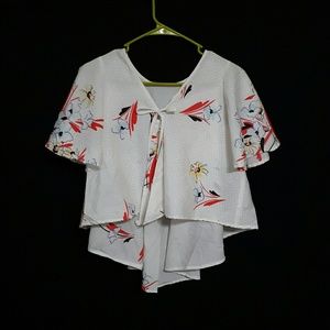 White floral  Crop top 70s